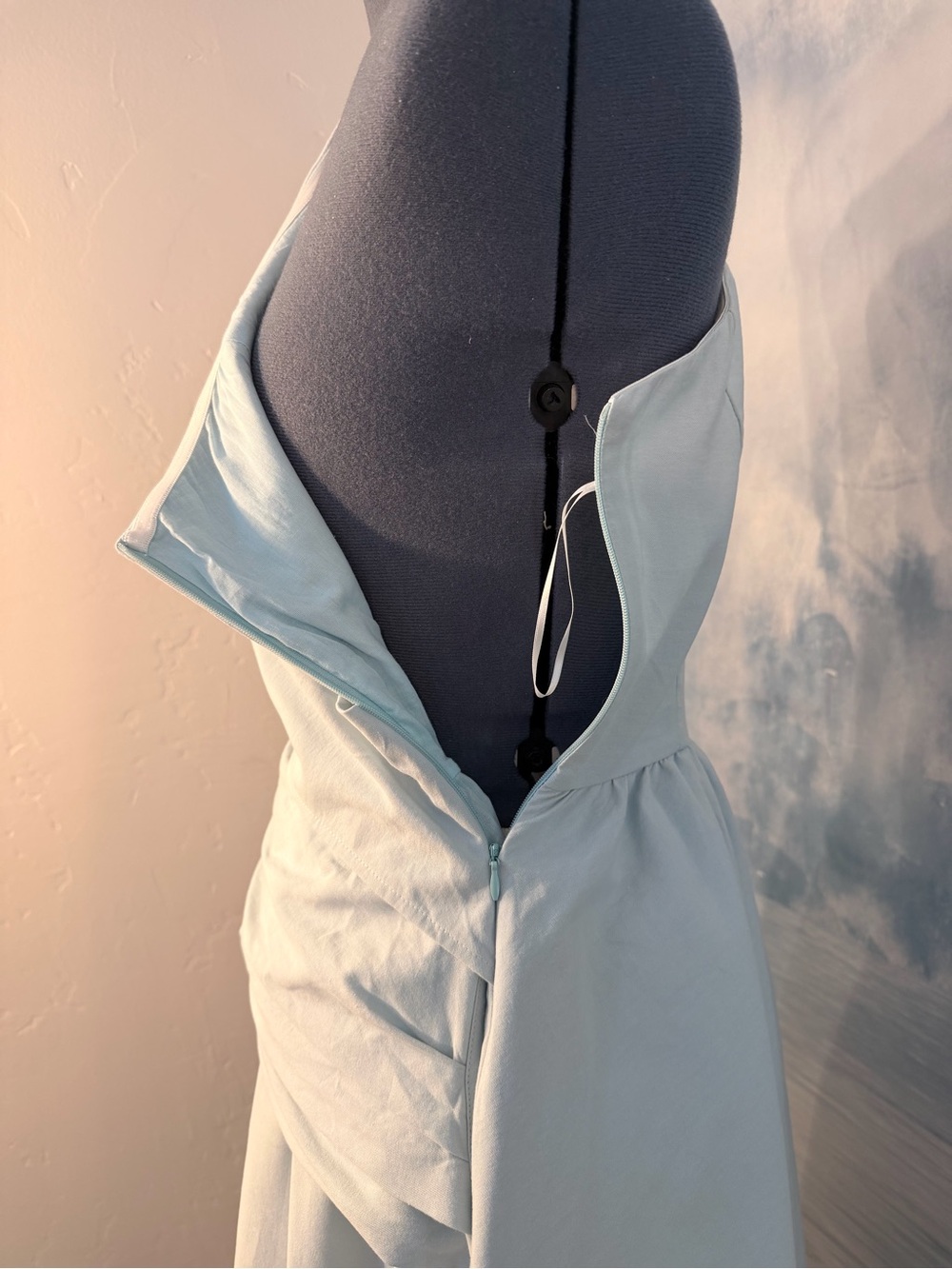 One-Shoulder Pale Blue Wrap-Detail Women’s Dress 229 - Picture 8 of 12